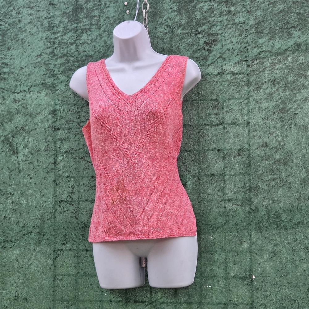 VINTAGE SIgrid Olsen Coral Knit Tank Top‎